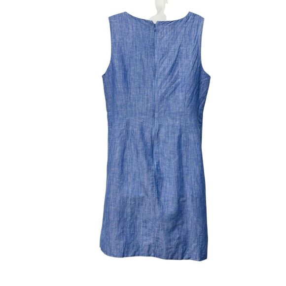 Talbots Linen Blend Floral Embroidered Chambray Shift Dress Blue Size 10 - Picture 2 of 10